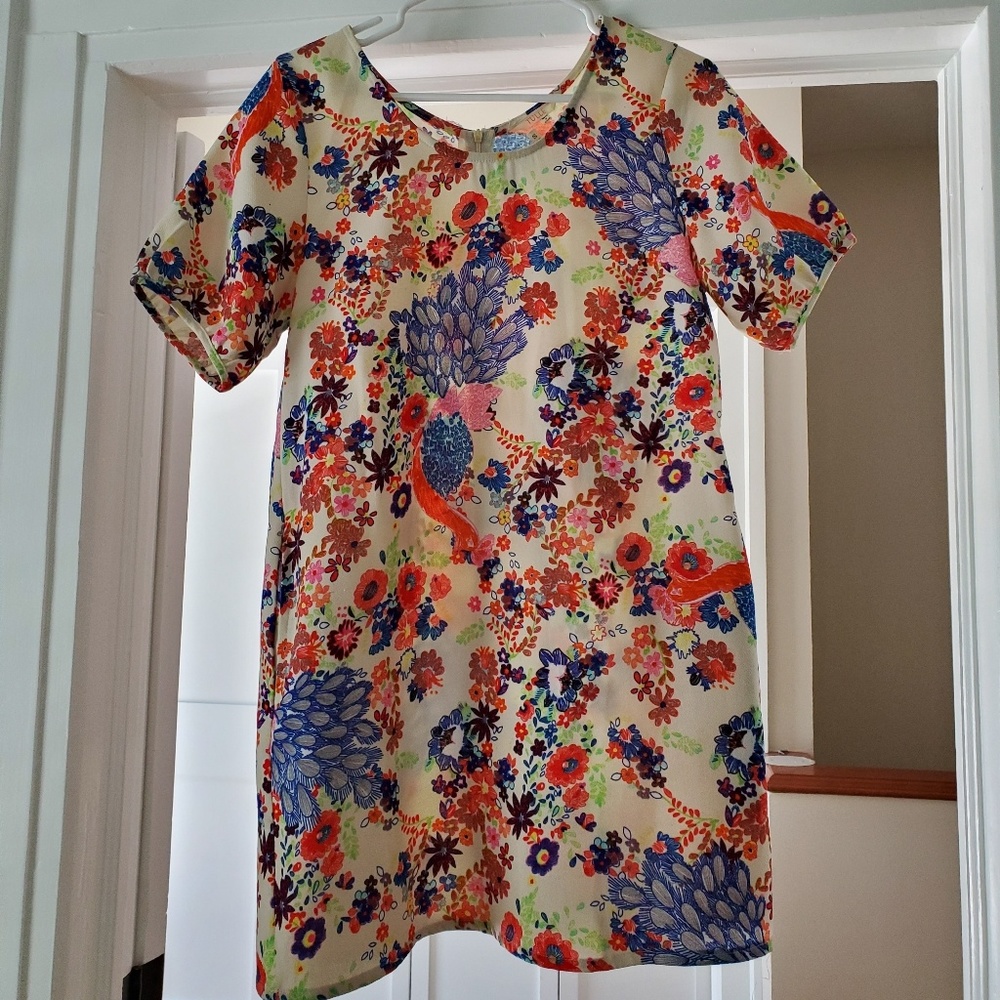 Vintage Print Tulle Tunic Top